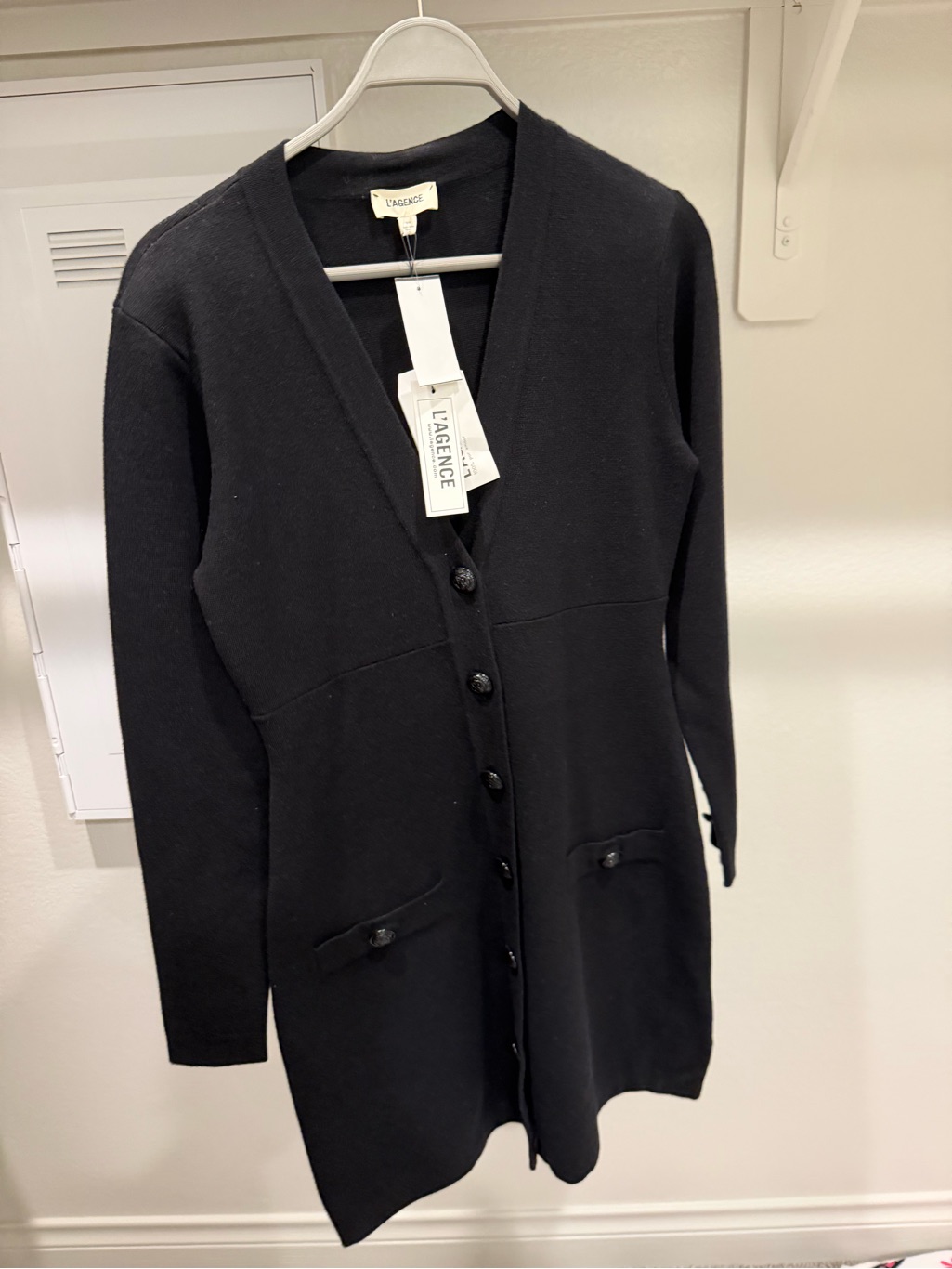 L'agence Women's Black V-Neck Button Cardigan Sweater Medium